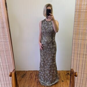 NWT RICKIE FREEMAN for TERI JON Sequined Maxi Dress Style 207041